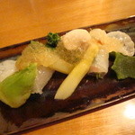 園山 - 鯛の昆布〆、鯛の白子、プッチーノほか 