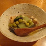 園山 - 蓬と蕨のくず豆腐