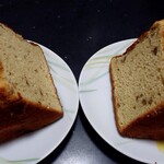 栄夏 - シフォンケーキを父親と半分こしますた。バナナのシフォンケーキですたよ。