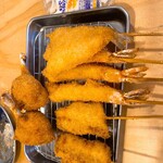 串カツ田中 - キス、エビ、手羽先、串カツ牛