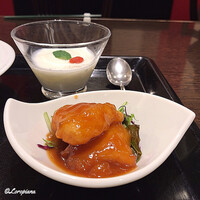 中国料理 豪華 - 白身魚ﾉﾁﾘｿｰｽと杏仁豆腐