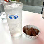 浅草 金ちゃん - レモンサワー450円、お通し(コンニャク煮)300円