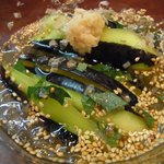 興 - 「泉州　水なす」：水なすの透き通った甘さ、だしの清らかな旨さ、煎りごまと青じそも香る♪