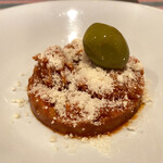 restaurant Noël - トリッパと白インゲンの冷製トマト煮込み。