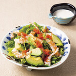 Shrimp and avocado caesar salad