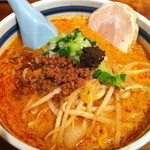 天手毬 - 特製味噌担々麺、クーポンでサービスの太肉乗せ。