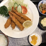 魚料理 一心 - エビフライ定食1100円♫海老5匹^ ^