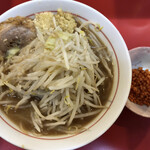 千里眼 - ラーメン 麺120g ニンニク・ショウガ・アブラちょっとのカラアゲ別皿で 780円