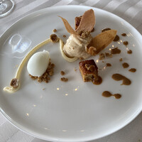 エノテーカ ピンキオーリ 名古屋 - ヘーゼルナッツのドルチェ：スプーマ、プラリネ、チャルダ、フィナンシェ、レモンのソルベット