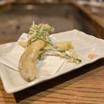 柳家 - 天ぷら(天然郡上若鮎、山独活、寝曲がり竹、カギ蕨天婦羅