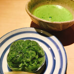 富小路 やま岸 - 紫陽花まんじゅう、お薄