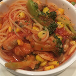 アンシャンテ - あさり ブロッコリー コーン のトマトソース (´∀｀)/