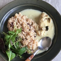 シェ ケンタロウ - 鶏のフリカテッセ半分とご飯