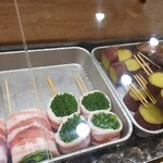 焼き鳥 ばかちん - 小ネギ、さつまいも、シシトウ(ピーマンかも、、、)