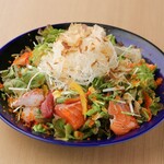 Colorful Seafood salad with seafood and radish