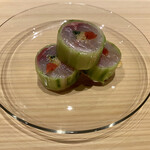 温石 - 鯵の胡瓜巻き