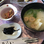 味彩 あらい - 小鉢・味噌汁・昆布の佃煮