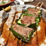 鳥茂 - ピーマンの肉詰め タレで