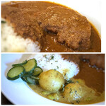 カレー キノシタ - ◆豚バラ肉はスライスではなく、大きめの塊を柔らかく煮込まれています。 私には多いので半分主人に手伝ってもらいましたけれど、豚好きさんが「美味しい豚肉」だと。