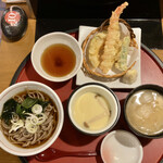 薫風 梅み月 - 「茶碗蒸し&天ぷらセット」@390(税別)＋「ぶっかけそば」無料＋「みそ汁」無料