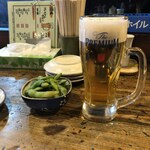 焼き鳥八丁目 - 生ビール＆枝豆