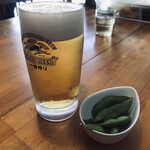 Fuu - 生ビール(550円)。枝豆付き