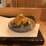 秋田 てんぷら みかわ - 海苔の天ぷらに雲丹