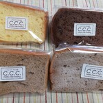 シフォンケーキのお店 C.C.C. - プレーン（左上）、ビターチョコ、こしあん、レモンティー