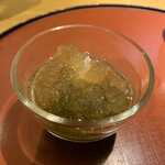 Mikokoroya - スズキの酒蒸し、糸もずく、土佐酢ジュレ