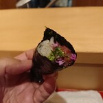 銀座 しのはら - 鮪とべったら漬けの手巻き