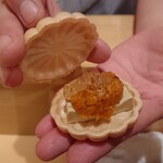 銀座 しのはら - フォアグラとあんぽ柿とウイスキーのゼリーの最中