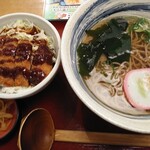 杵屋 - 味噌かつ丼定食(温そば)