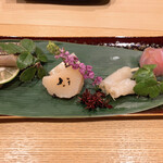 鮨 まるふく - 太刀魚、帆立、縞鯵、鯥