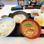 Yoshinoya - ハムエッグ牛小鉢定食（トン汁変更）