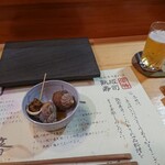 熟成寿司専門店 優雅 - 磯つぶ貝煮。至福の時間の始まりだ