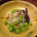 とり貝は炙って朝どれお豆の銀餡で