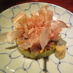 富小路 やま岸 - 焼き賀茂茄子　おかかと醤油で