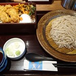 十割そば会 - もりそばと名物とり天のり弁当（大盛）