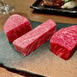 Katou Gyuu Niku Ten Shibutsuu - 山形牛 A5シャトーブリアン、サーロイン、赤身ステーキ 150g 