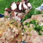 そば処 つる岡 - 釣って来たアジとタコ