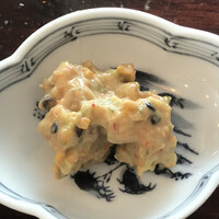 あそび割烹 さん葉か - 味変用薬味　山葵茎の白胡麻味噌和え