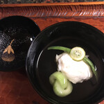 日本料理 新茶家 - 煮物椀 菱かに真丈　瓜　実柚子　いんげん