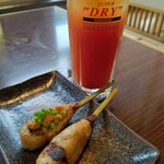 炭火居酒屋 炎 - 料理写真:山ワサビつくね&生つくねとレッドアイ