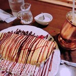 喫茶 俺ん家゛ - アイスクレープセット(チョコバナナ)￥700。ボリュームたっぷり