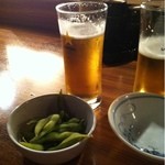 串カツ 青山七丁目 - 枝豆にビール♫