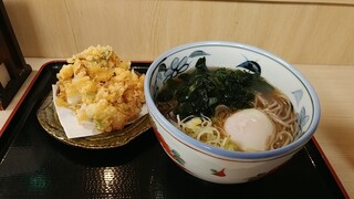 Yotsuyamasakichi - 天玉そば　500円（かき揚げそば420円＋温玉80円）