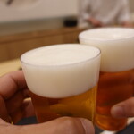 あま木 - 生ビールで乾杯