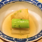 壽山 - 賀茂茄子、アスパラ、芋茎