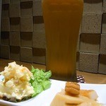 焼鳥・元気 - まずは、生ビールからのスタートです。
