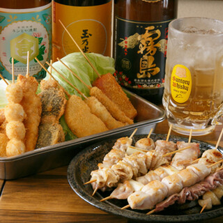 唐揚げと串カツが自慢！手作りメニューをお腹いっぱい楽しんで♪